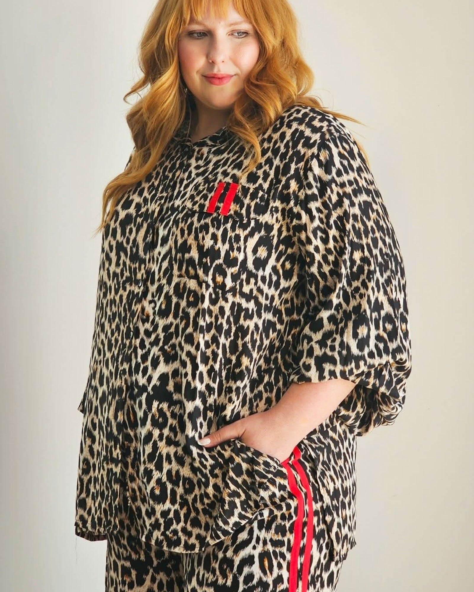 Suki Shirt // Leopard Print w Stripe