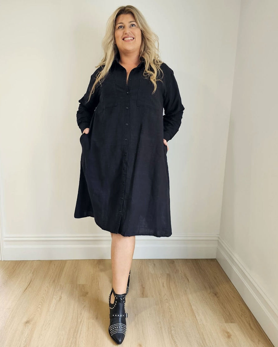 Blake Shirt Dress // Black Linen