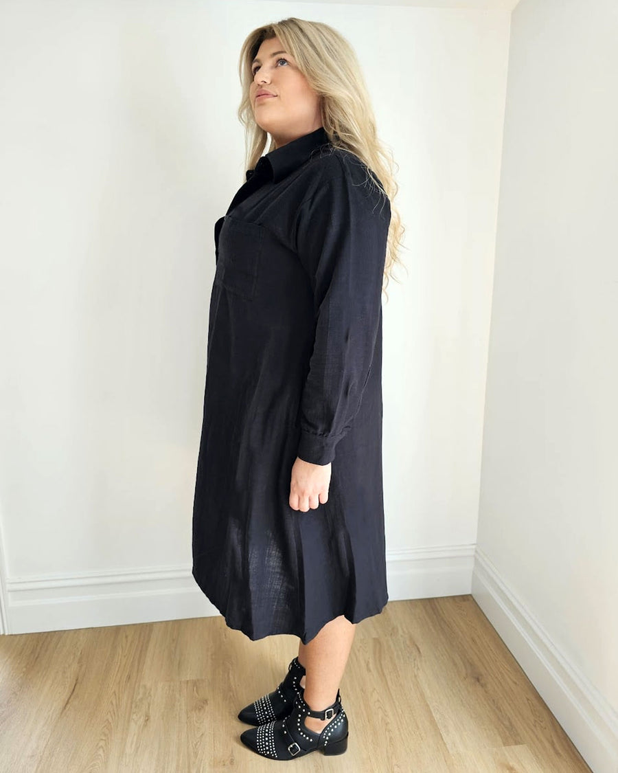 Blake Shirt Dress // Black Linen