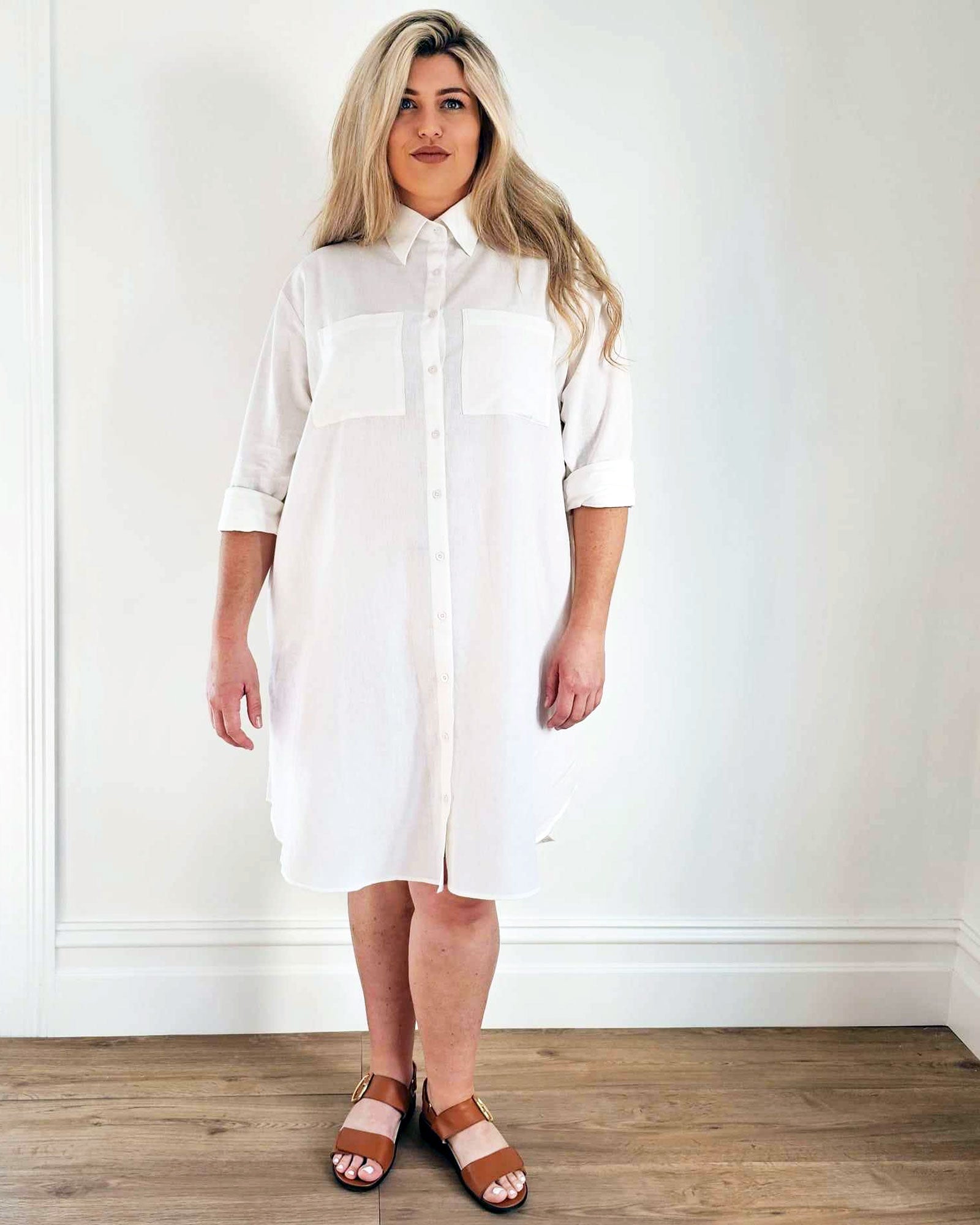 Boyfriend Shirt Dress White by HOPE HARVEST Hope and Harvest