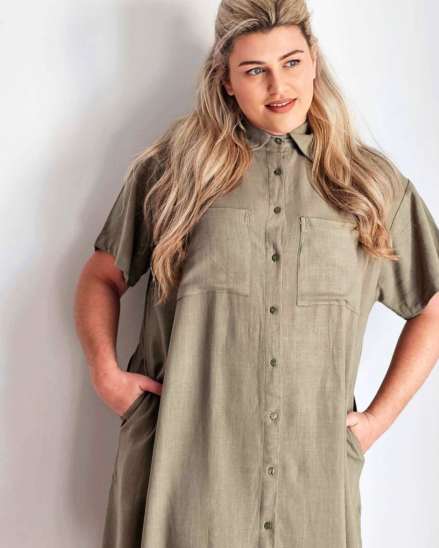 Girlfriend Shirt Dress // Olivine