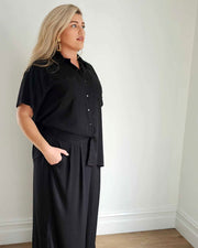 Palazzo Wide Leg Pants // Black - EXTENDED SIZING