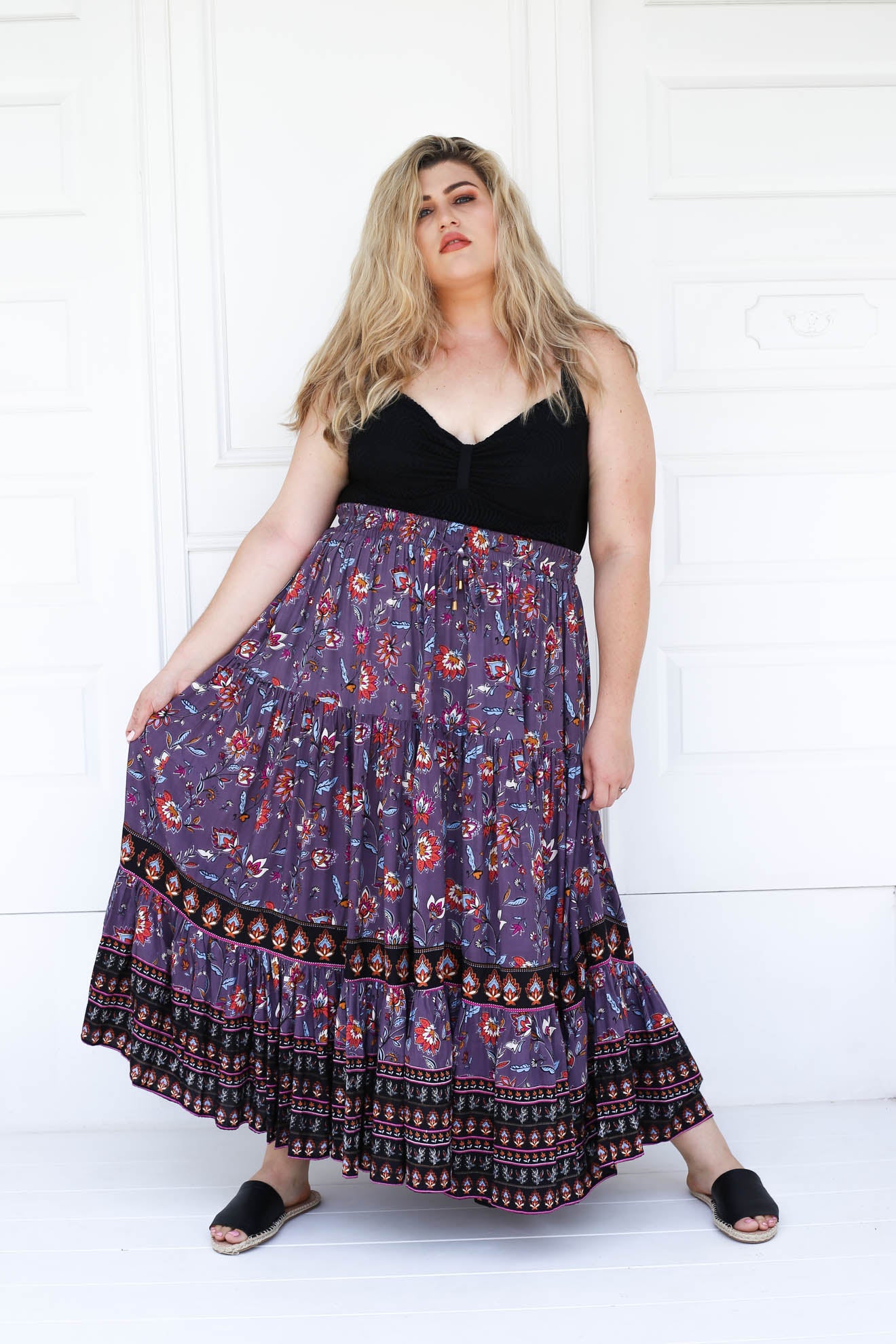 Delilah Full Maxi Skirt // Lilac Multi
