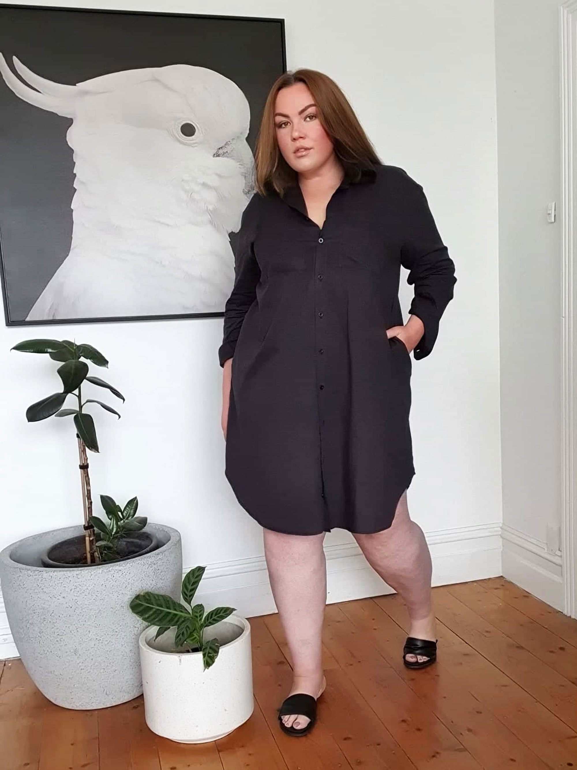 Boyfriend shirt dress sales black