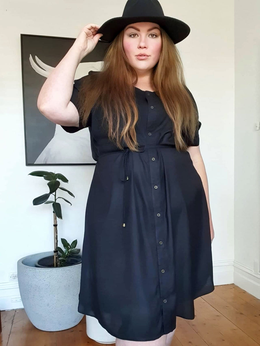 Greta Shirt Dress // Black