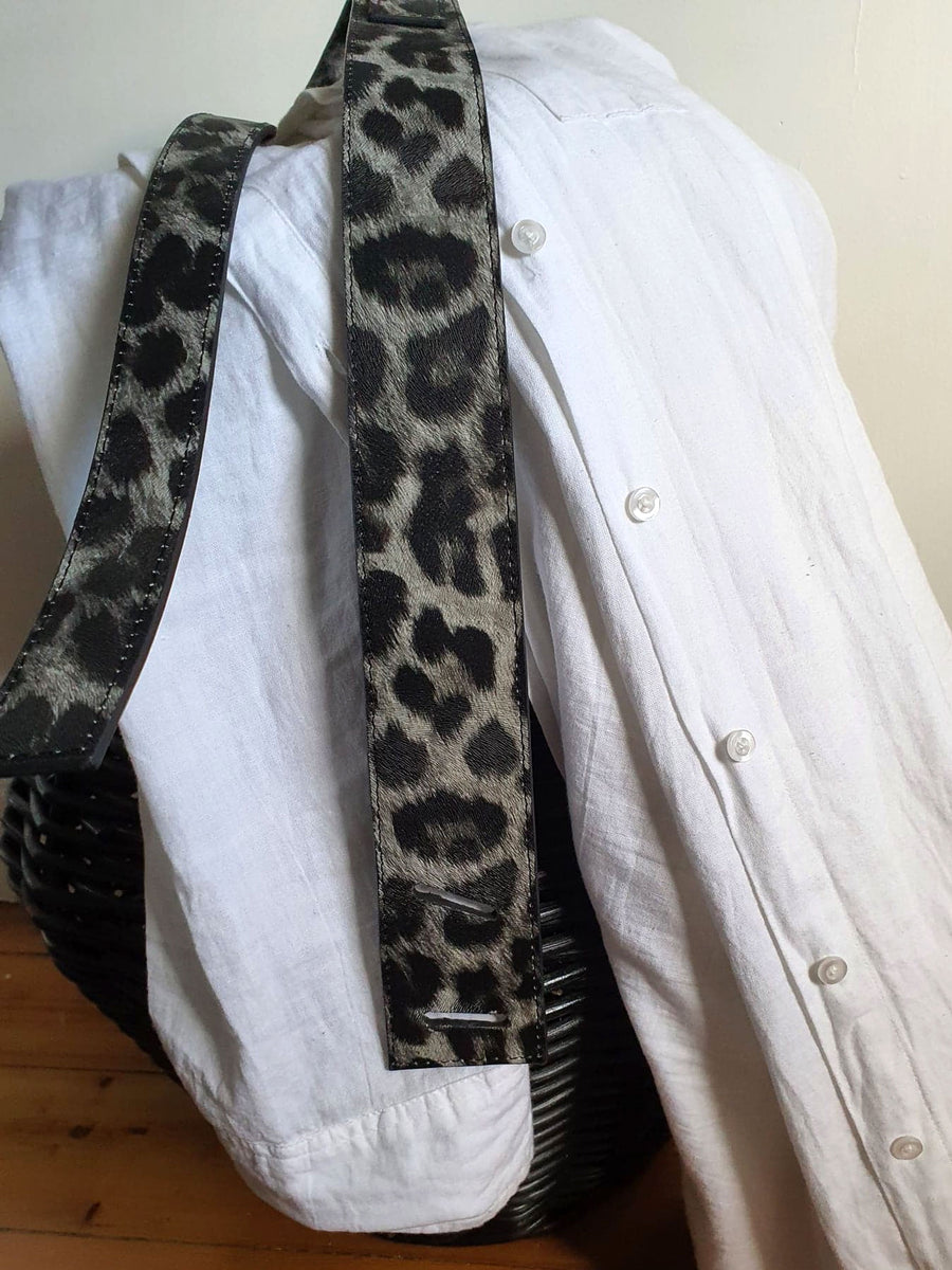 Tie Wrap Belt / Vegan Material- Grey Leopard
