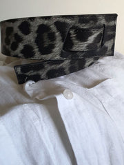 Tie Wrap Belt / Vegan Material- Grey Leopard