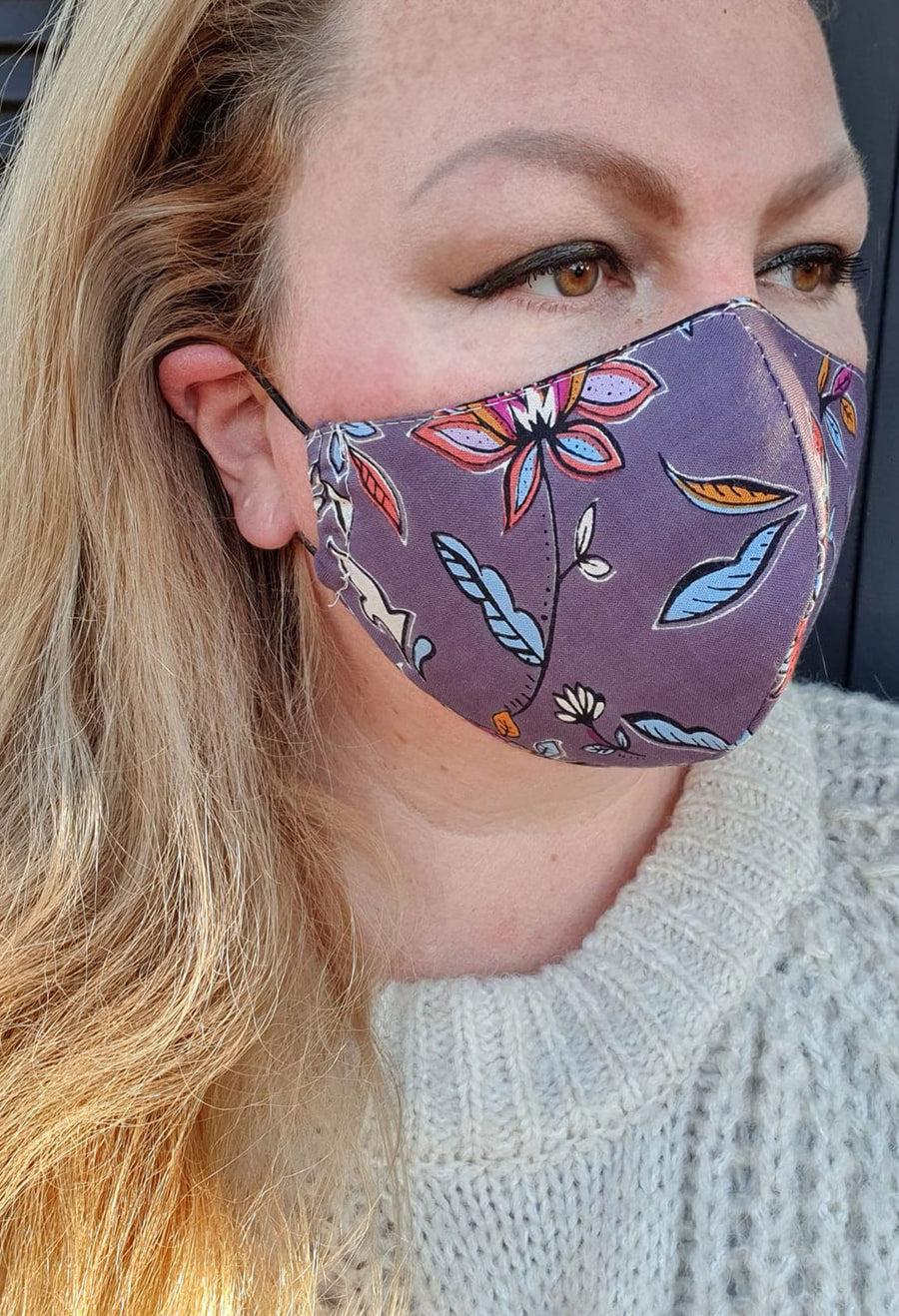 Face Mask - Lilac Multi- Custom Printed- Hand Made