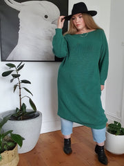 Agnes Midi Length Sweater Dress //  Emerald Green