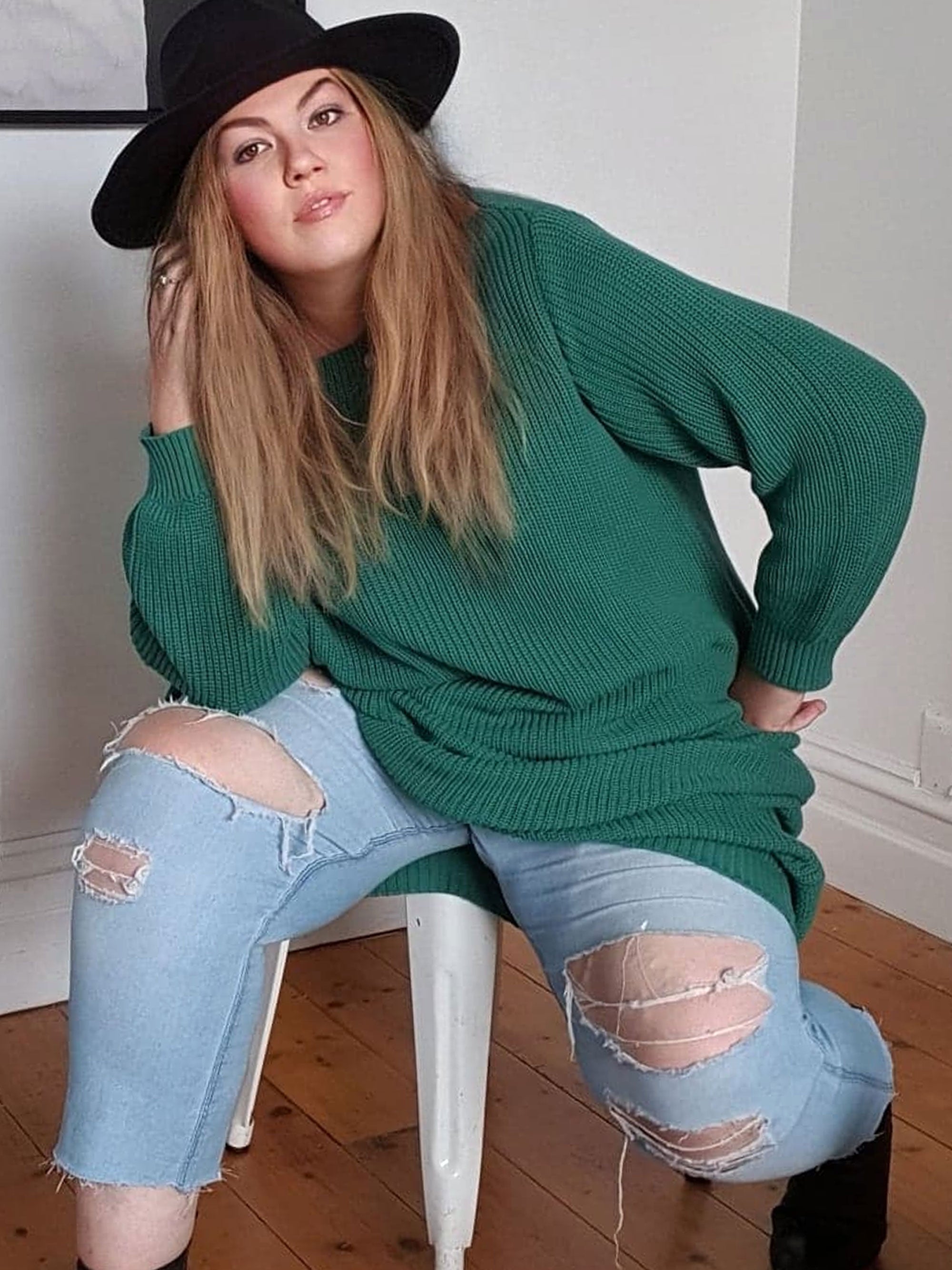 Agnes Midi Length Sweater Dress //  Emerald Green